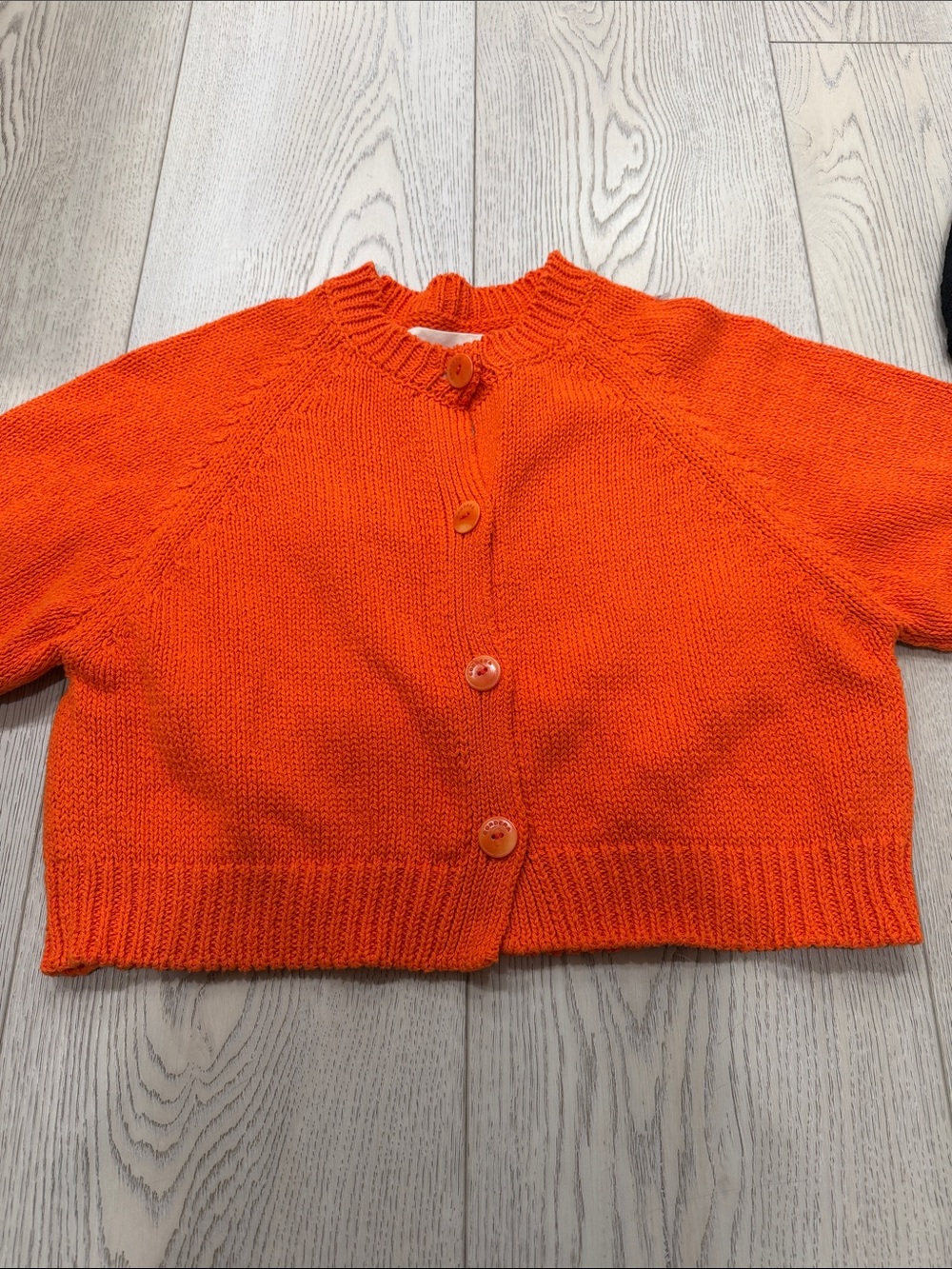 Cropped Button-Front Cardigan in Vibrant Orange